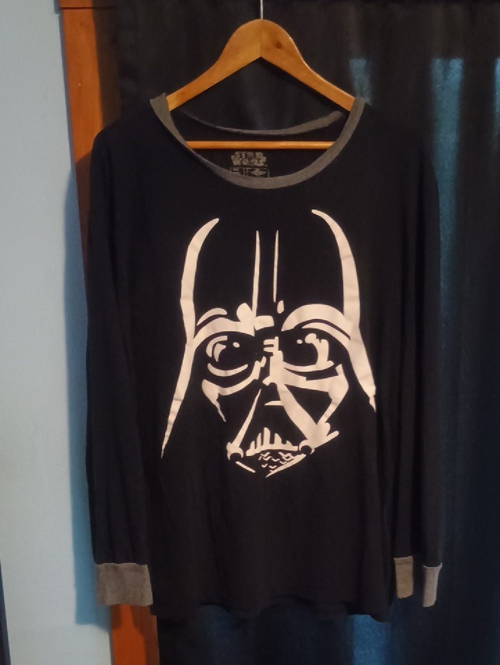 Star Wars Black Long Sleeve Shirt with White Darth Vader Graphic